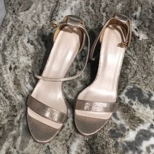 David Bridal Gold Metallic Heels.